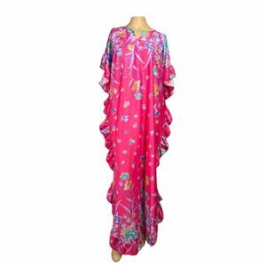 Tara New York Floral Kaftan Maxi Dress Pink One Size